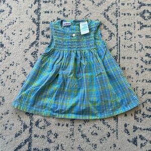 Vintage Okie Dokie Blue and Green Sleeveless Sundress